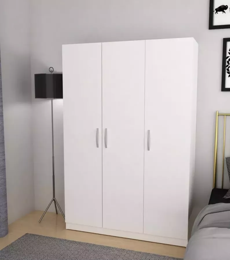 Meubeldiscounter Opbergkast Kledingkast Kleerkast 3 deurs 180x120x40 Wit White