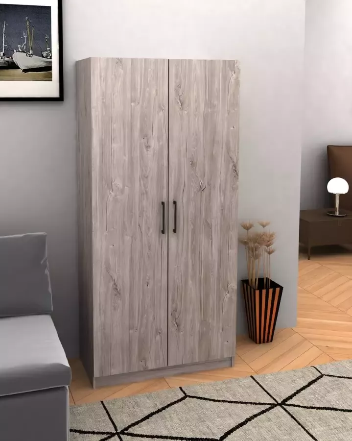 Meubeldiscounter Opbergkast kledingkast kleerkast 80cm Ed New Grey Oak