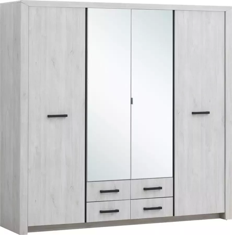Meubeldiscounter Slaapkamer Jacob Kledingkast 4 deurs Spiegel Lades