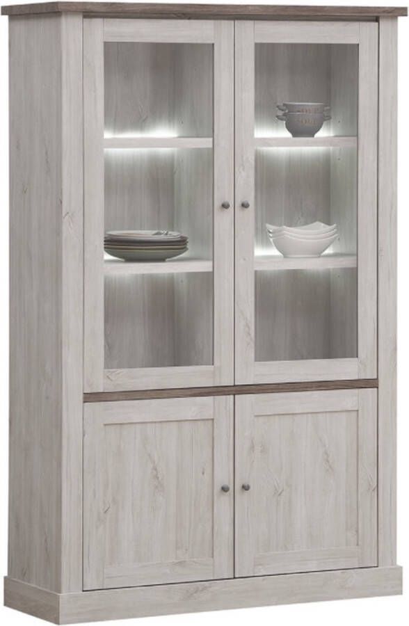 Meubeldiscounter Vitrinekast- Glaskast Aline 126 x 195 x 46