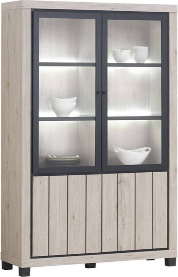 Meubeldiscounter Vitrinekast Glaskast Barkast Reka 205 x 132 x 45