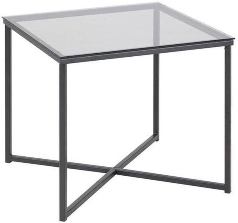 Meubelen-Online Bijzettafel Xandra 50x50x45 rookglas met zwarte poten