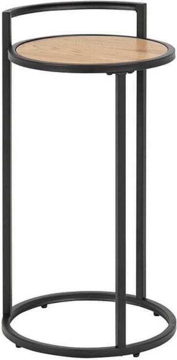 Meubelen-Online Bijzettafeltje Dover ø33cm zwart wilde eik