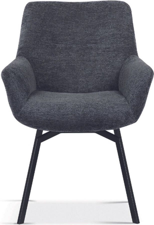 Meubelen-Online Eetkamerstoel Charles bouclé stof grijs draaistoel
