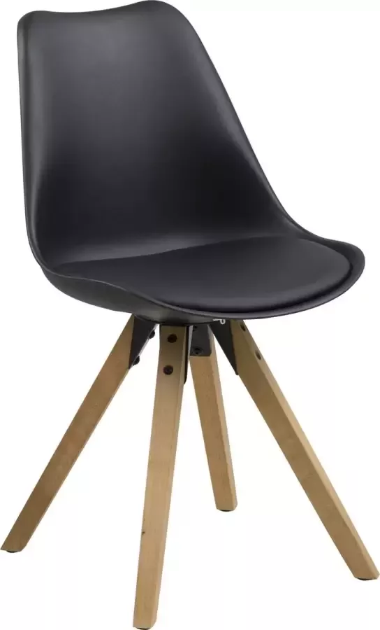 Meubelen-Online Eetkamerstoel Player zwart houten poten set 2 stoelen - Foto 3