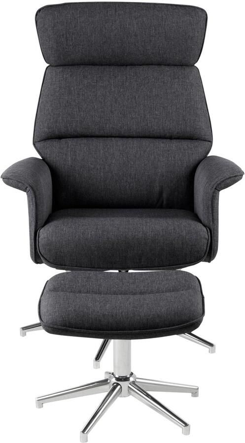 Leen Bakker Relaxfauteuil Corsas stof donkergrijs (incl. voetenbank) - Foto 4