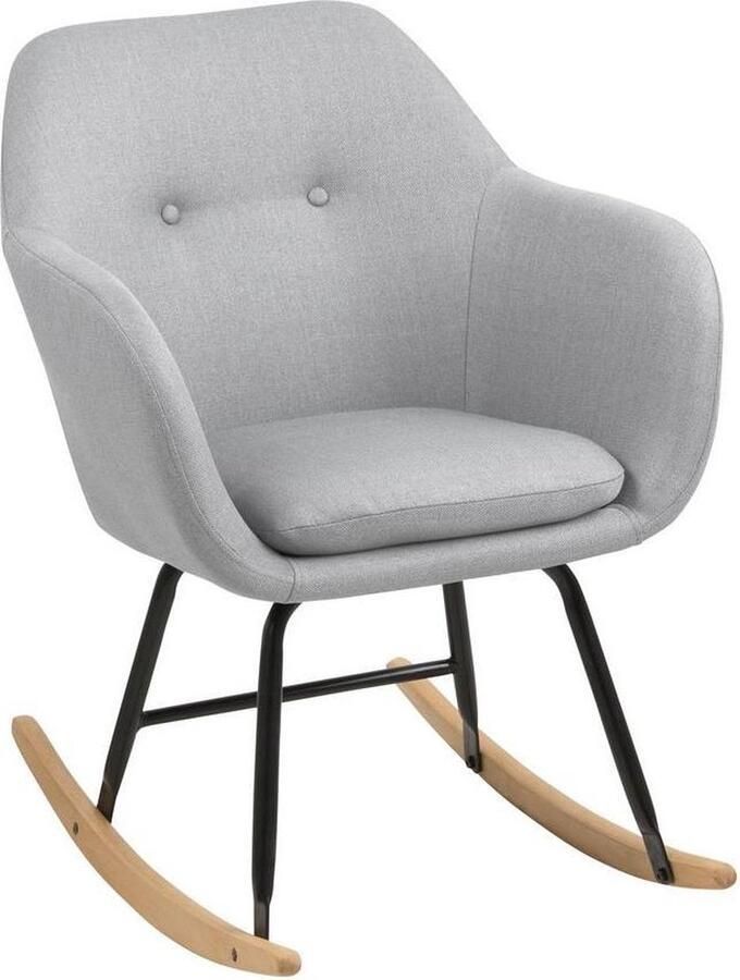 Meubelen-Online Fauteuil Fancy schommelstoel stof licht grijs