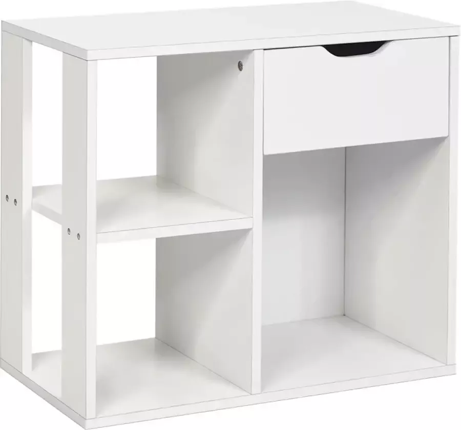 Meubelexpert Bijzettafel met opbergruimte en opbergruimte boekenkast wit salontafel nachtkastje hout salontafel voor woonkamer slaapkamer 60 x 30 x 52 cm