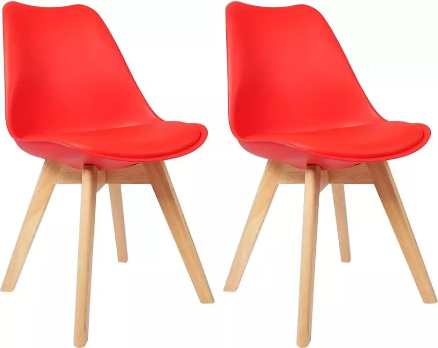 Meubelexpert Furnibella- Eetkamerstoel set van 2 design-stoelen keukenstoel hout nieuw
