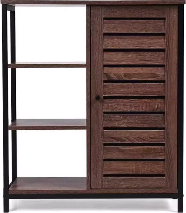 Meubelexpert industriële stijl keukentrolley laag dressoir met 3 planken 70x30x81 CM