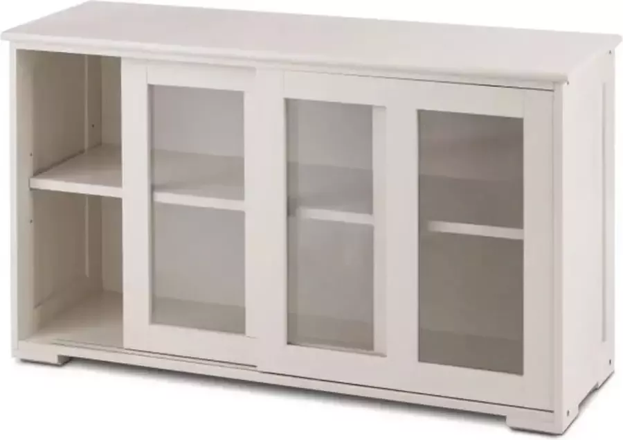 Meubelexpert keuken dressoir ladekast keuken opslag 2 planken met 2 schuifdeuren beige