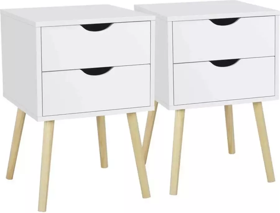 meubelexpert Nachtkastjes set van 2 bedconsole commode kast bijzettafel koffietafel wit