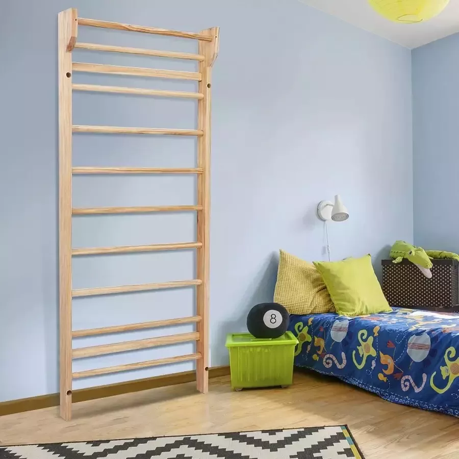 Meubelexpert Pine Wood Wandrek Gymnastiek Wandrek 195 x 80 x 14 cm Max. belasting 100 kg