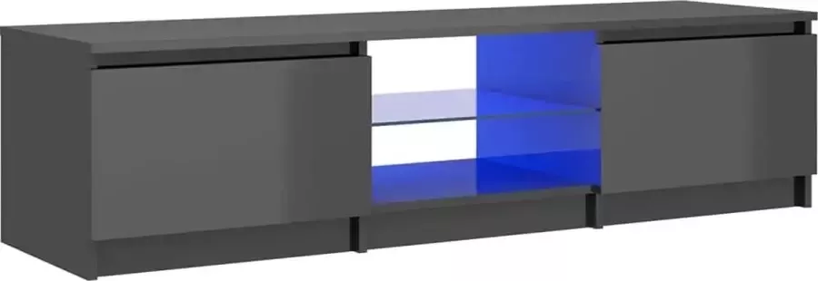 meubelexpert Tv-meubel met LED-verlichting 140x40x35 5 cm hoogglans grijs