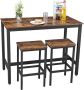 STRAK Meubelen Bartafel Met 2 barkrukken Hoge tafel 120 x 60 x 90 cm Vintage bruin zwart - Thumbnail 2