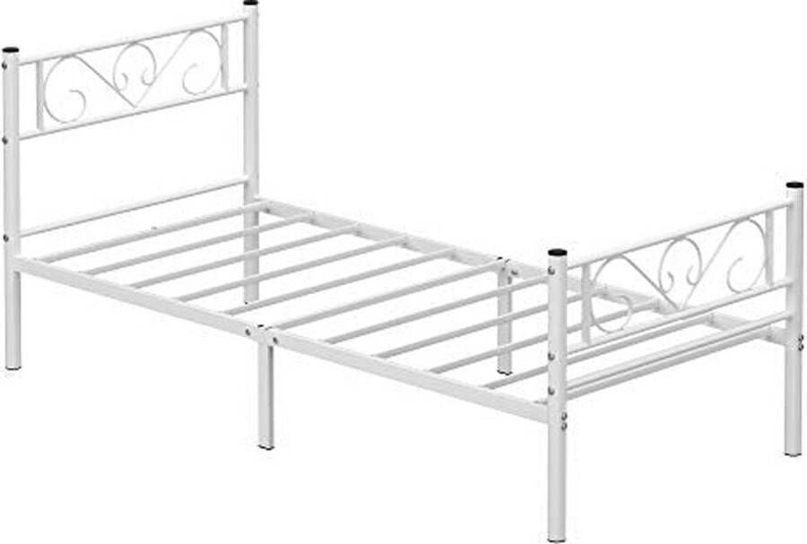 MeubelGigant Bedframe Eenpersoonsbedframe Metalen Frame Past op 90 x 190 cm matras Wit - Foto 2