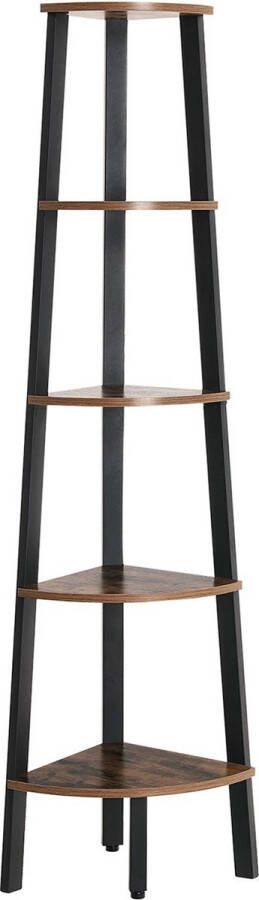 STRAK Meubelen Boekenkast Hoekkast Hoeklegbord Met 5 legborden In industriële uitvoering Ladderrek Met metalen frame - Foto 2