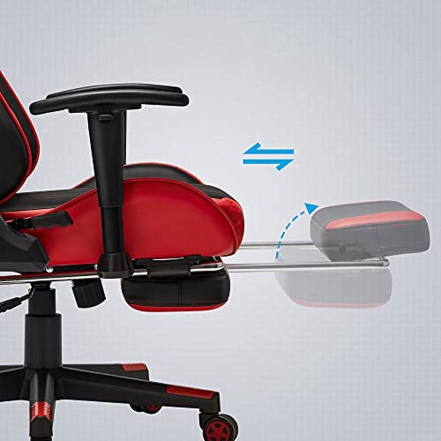 MeubelGigant Gaming stoel Bureaustoel Gamestoel Stoel Met hoofsteun en rugkussen Rood Zwart- Draagvermogen tot 150 kg