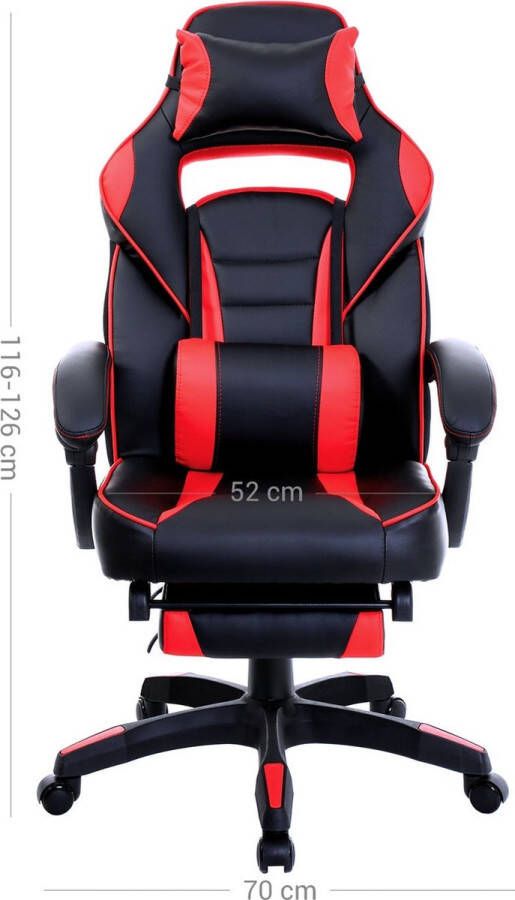 MeubelGigant Gaming stoel Gamestoel Bureaustoel Kantoorstoel Computerstoel Met voetsteun zwart en rood