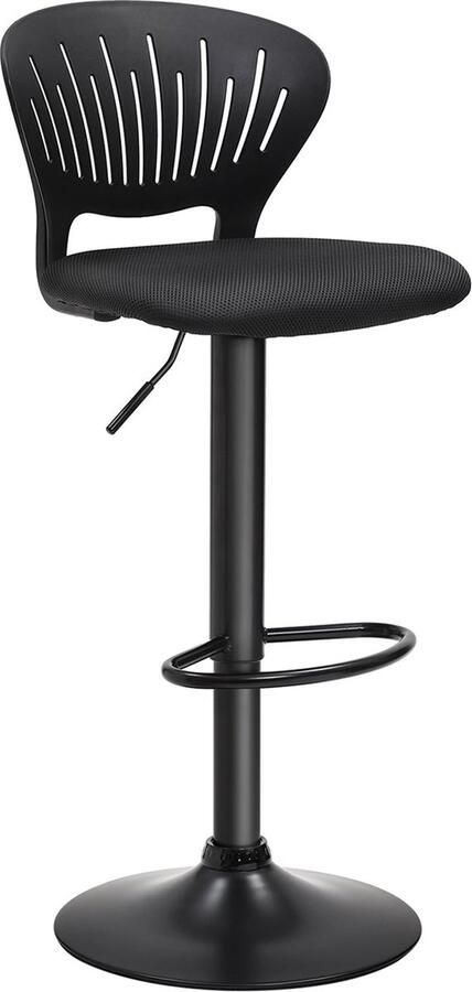 MeubelGigant Barkruk Set van 2 Barkruk in hoogte verstelbaar Met kroonvormige rugleuning 360° draaibaar Gestoffeerde zitting Zwart - Foto 2