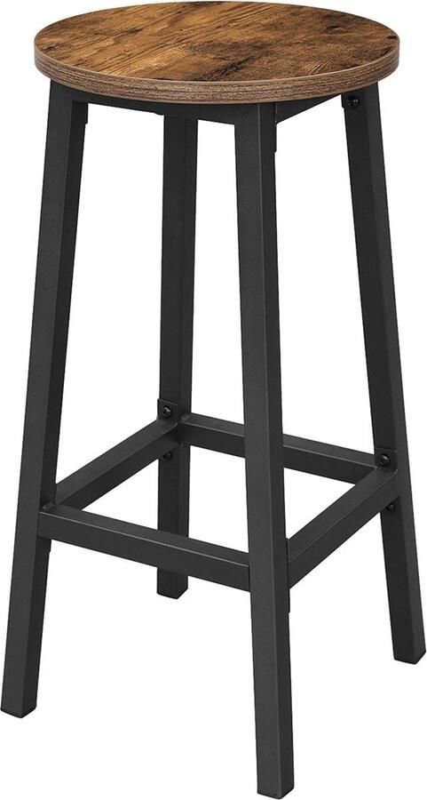 MeubelGigant Barkruk Set van 2 Barstoelen Keukenstoelen Met stevig stalen frame Vintage bruin Zwart - Foto 2
