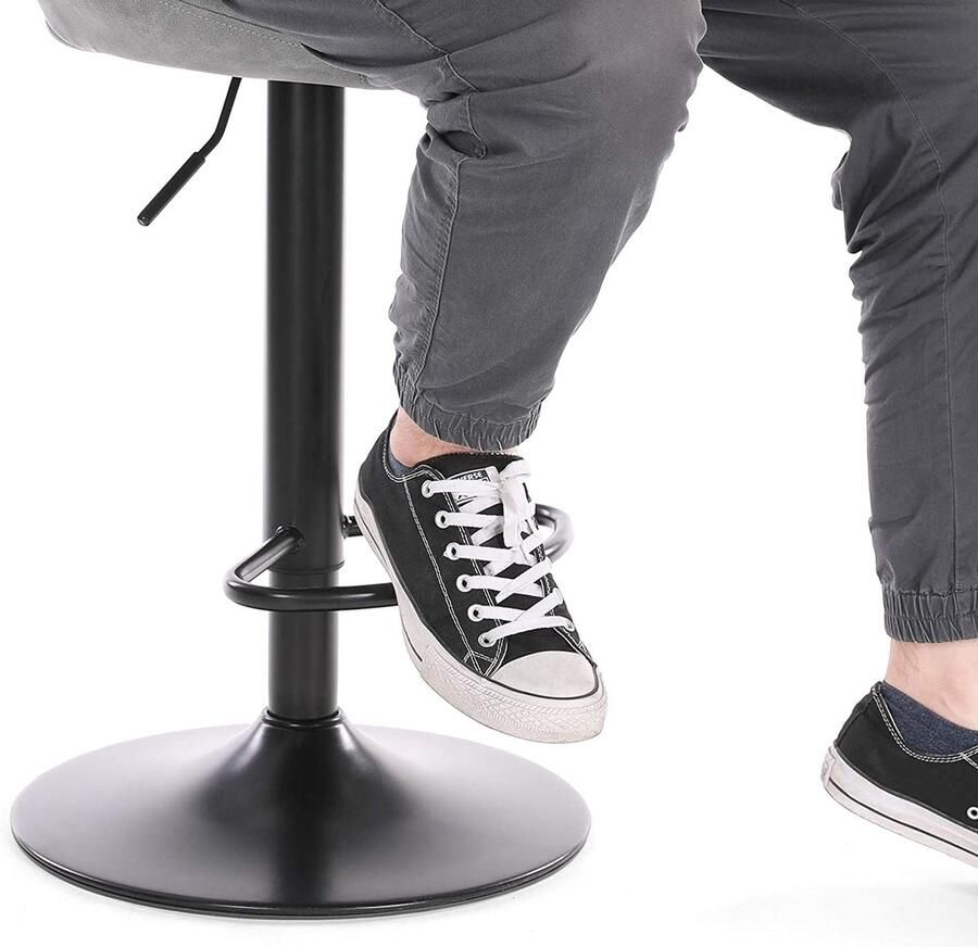 MeubelGigant barkrukken Krukken In hoogte verstelbaar Set van 2 Metalen frame Gewatteerde zitting Grijs