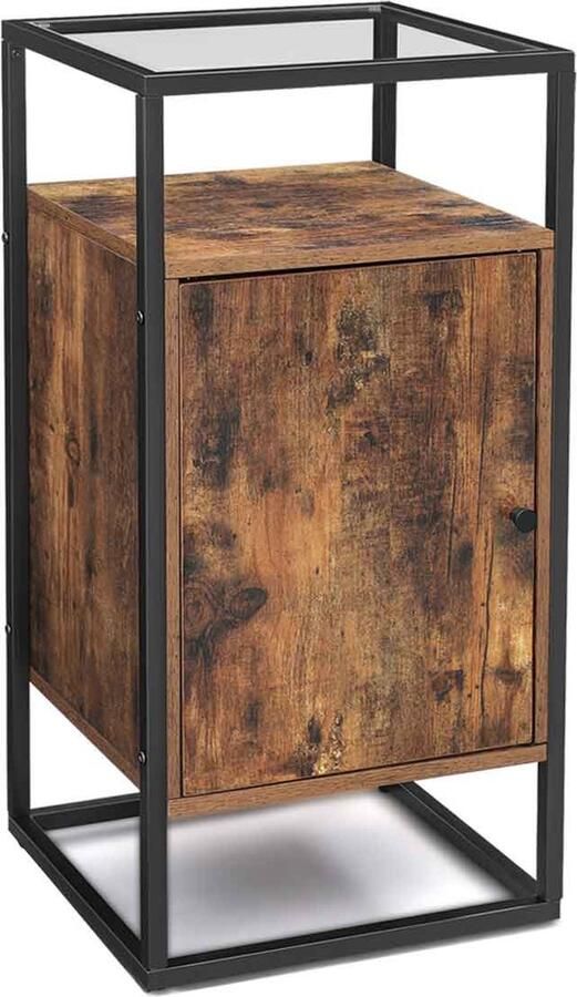 MeubelGigant Bijzettafel Nachtkast Nachtkastje Zij kast Vintage bruin