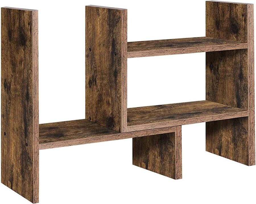 MeubelGigant Houten Bureaublad Organisator Tafelbladrek 3 Aanpasbare Modules Kleine Boekenkast Rustiek Bruin