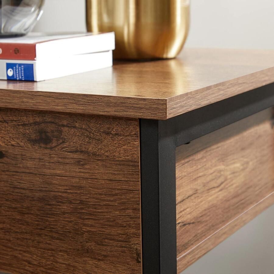 MeubelGigant Nachtkastje Bijzettafel Met lade en plank industrieel design Bruin