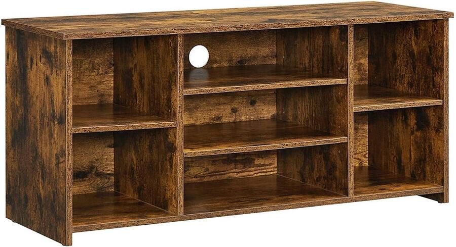 MeubelGigant Tv meubel Salontafel -TV kast Met 7 open vakken Vintage Bruin
