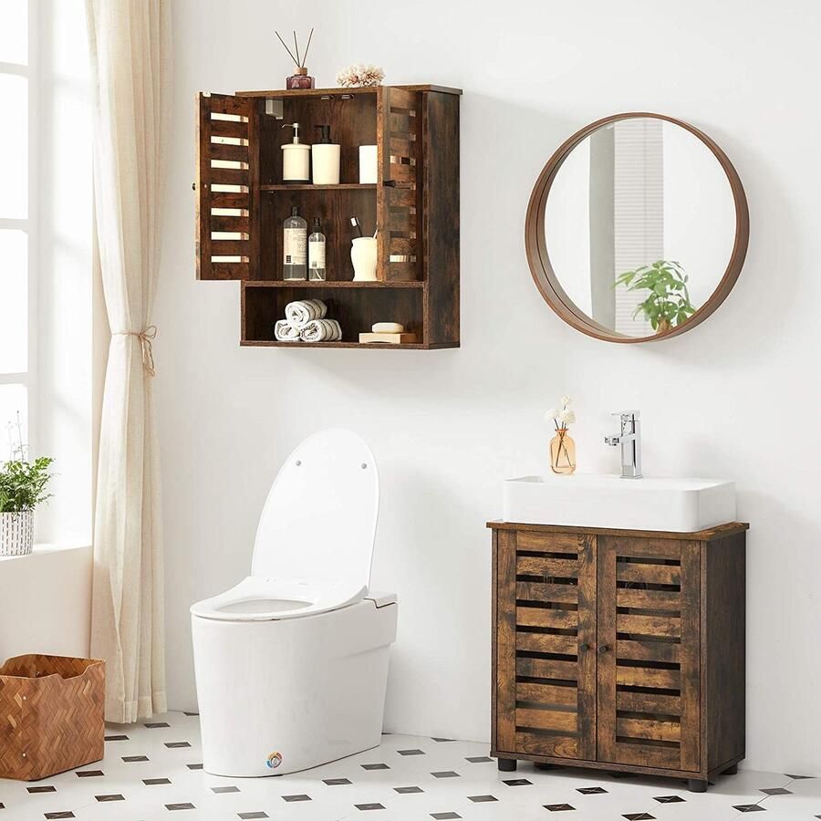 Meubel Gigant Wandkast Badkamerkast Opbergkast Hangkast Met deuren Vintage Bruin