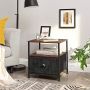 Meubel Gigant Nachtkastje Bijzettafel Met lade 2 planken industriële stijl Vintage bruin zwart - Thumbnail 1