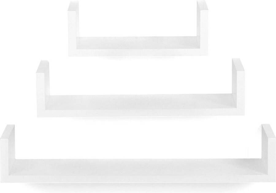 MeubelGigant Wandplank Set van 3 Hangende plank Wit
