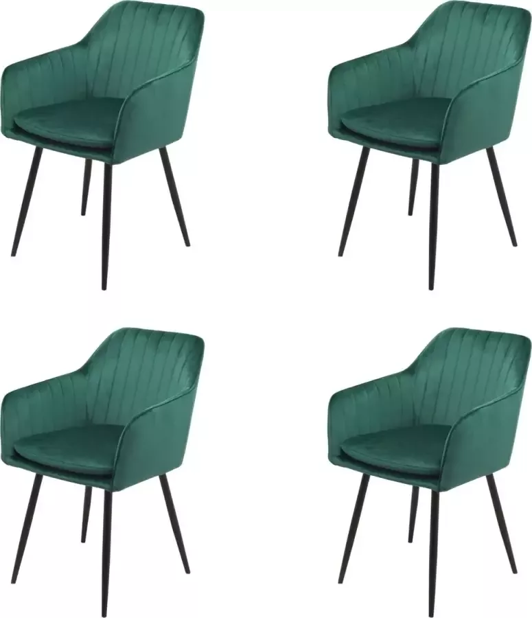 Meubelgoedkoop Eetkamerstoelen set van 4 Barcelona (groen) velvet eetkamerstoel stoel met armleuningen velvet stoel eetkamerstoelen met armleuning