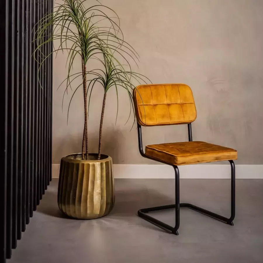 Meubelgoedkoop Eetkamerstoelen set van 4 Cognac Amsterdam buisframe stoel velvet eetkamerstoel velvet stoel eetkamerstoel