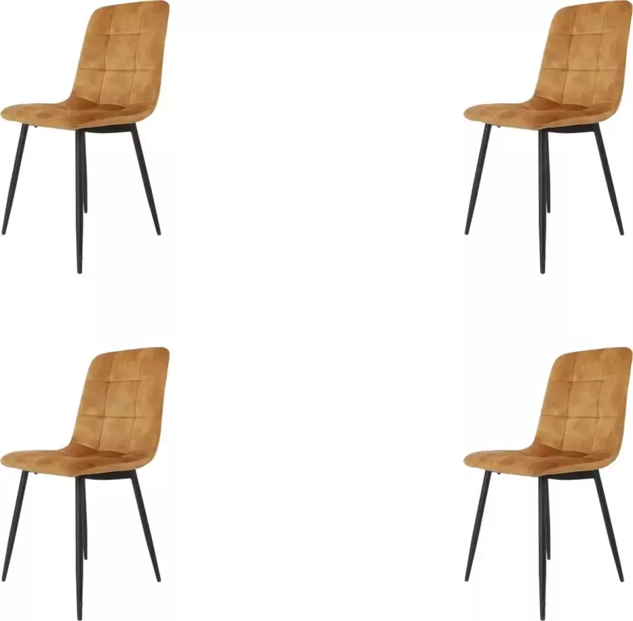 Meubelgoedkoop Eetkamerstoelen set van 4 Cognac Los Angeles velvet eetkamerstoel velvet stoel eetkamerstoel