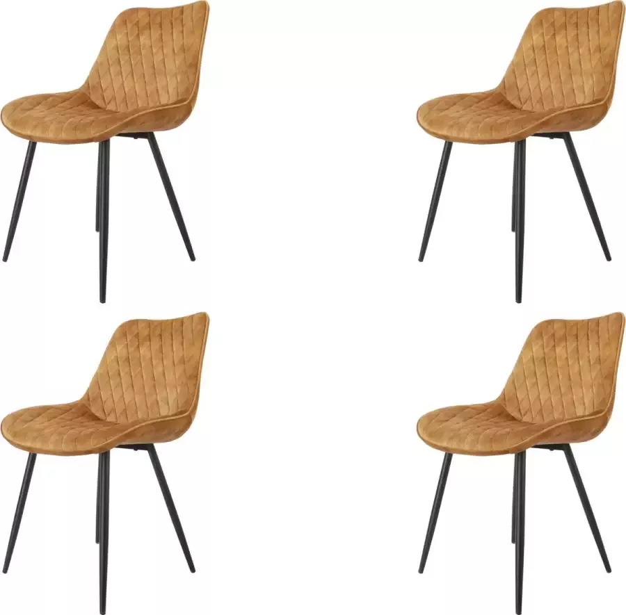 Meubelgoedkoop Eetkamerstoelen set van 4 Cognac New York velvet eetkamerstoel velvet stoel eetkamerstoel