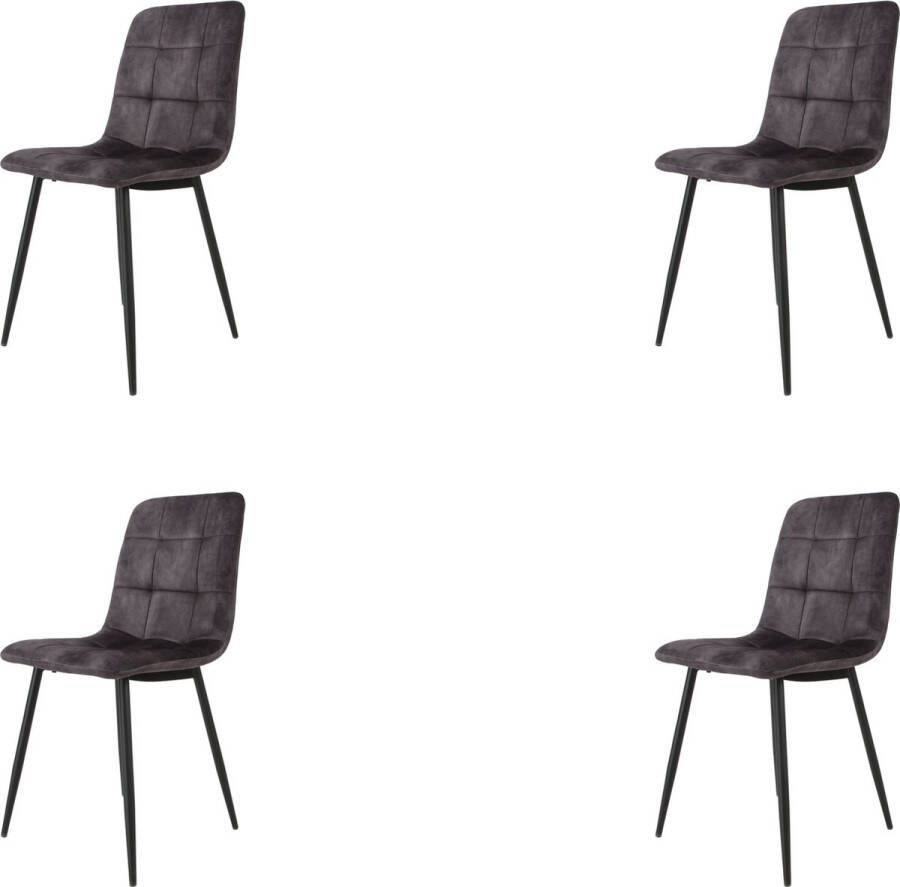 Meubelgoedkoop Eetkamerstoelen set van 4 Grijs Los Angeles velvet eetkamerstoel velvet stoel eetkamerstoel