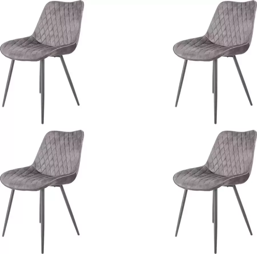 Meubelgoedkoop Eetkamerstoelen set van 4 Grijs New York velvet eetkamerstoel velvet stoel eetkamerstoel