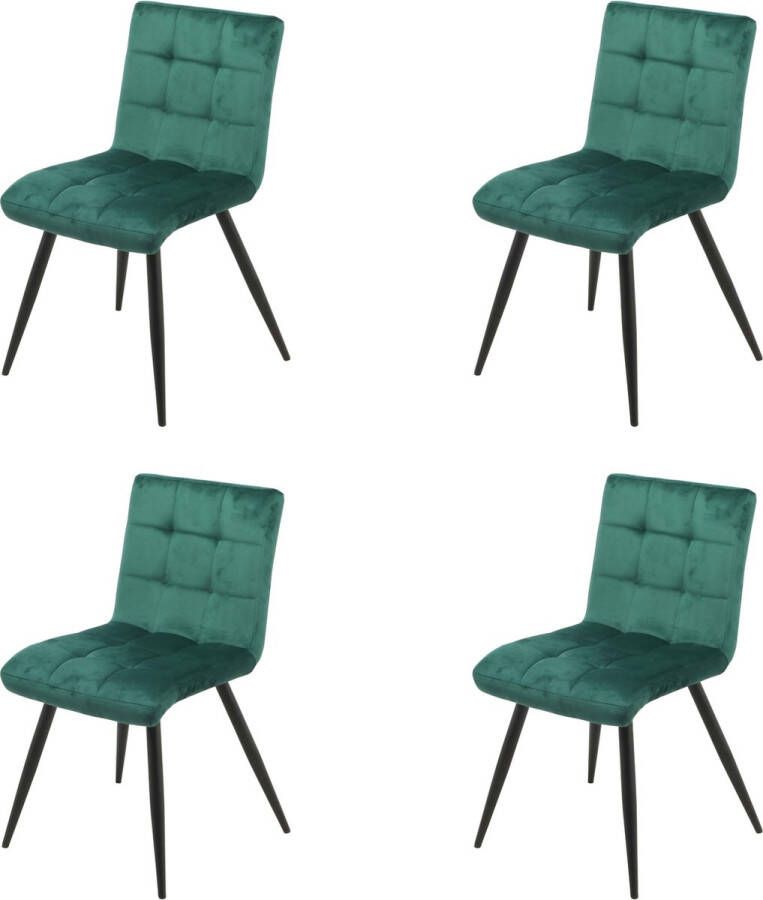 Meubelgoedkoop Eetkamerstoelen set van 4 London (groen) velvet eetkamerstoel eetkamerstoelen velvet stoel eetkamerstoelen velvet fluweel