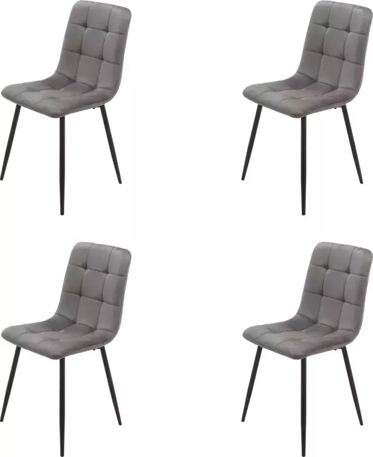 Meubelgoedkoop Eetkamerstoelen set van 4 Milaan (grijs) velvet eetkamerstoel eetkamerstoelen velvet stoel eetkamerstoelen velvet fluweel