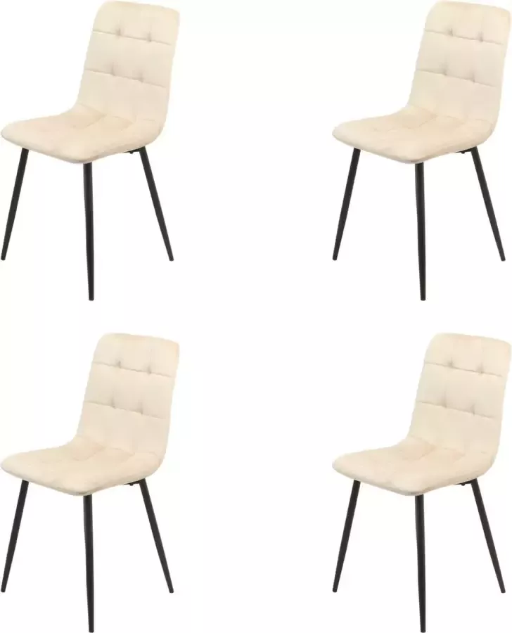 Meubelgoedkoop Eetkamerstoelen set van 4 Milaan (zand wit) velvet eetkamerstoel eetkamerstoelen velvet stoel eetkamerstoelen velvet fluweel