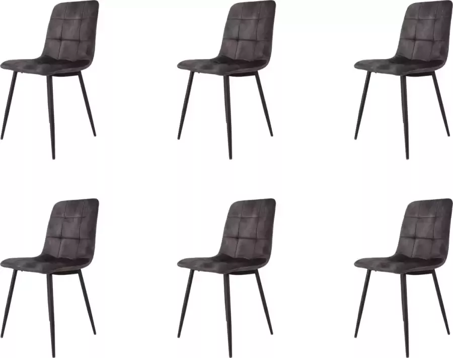 Meubelgoedkoop Eetkamerstoelen set van 6 Grijs Los Angeles velvet eetkamerstoel velvet stoel eetkamerstoel