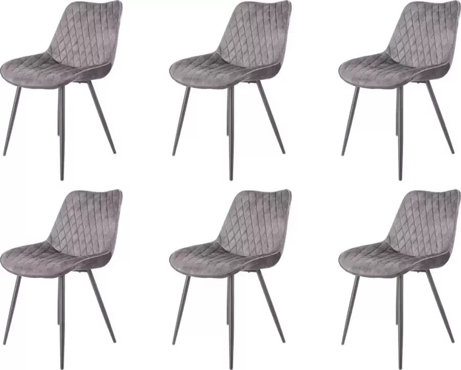 Meubelgoedkoop Eetkamerstoelen set van 6 Grijs New York velvet eetkamerstoel velvet stoel eetkamerstoel