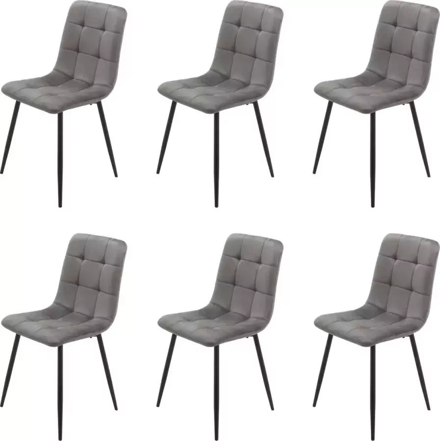 Meubelgoedkoop Eetkamerstoelen set van 6 Milaan (grijs) velvet eetkamerstoel eetkamerstoelen velvet stoel eetkamerstoelen velvet fluweel