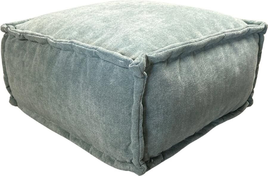 Meubelhal Handgemaakte Poef 55x55x30 cm Unieke Textielen Voetenbank in Zacht Groen Duurzaam en Stijlvol voor Elke Woonkamer