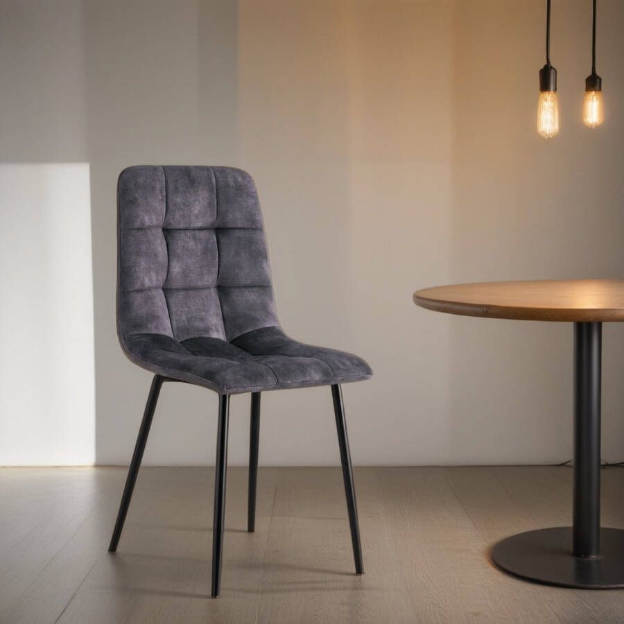 Meubelista Eetkamerstoel Casper Set van 2 Antraciet Velvet Scandinavisch