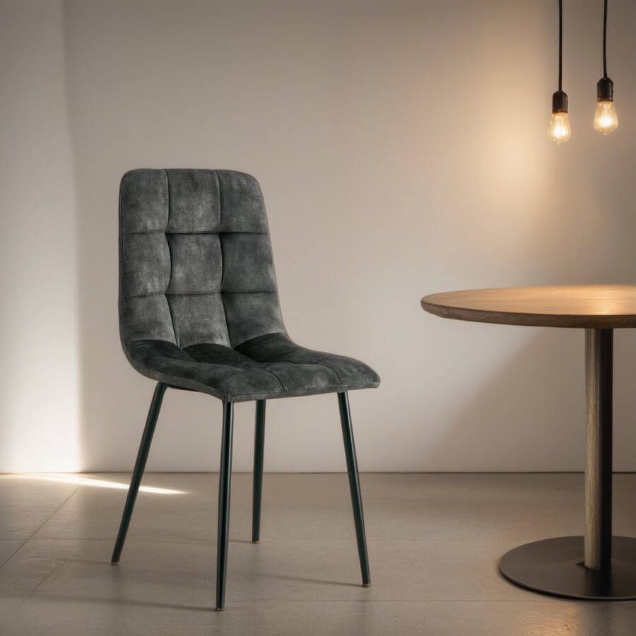 Meubelista Eetkamerstoel Casper Set van 4 Groen Velvet Scandinavisch