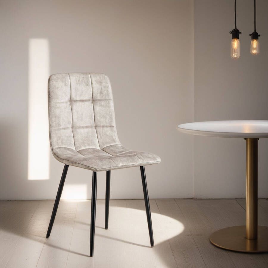 Meubelista Eetkamerstoel Casper Set van 4 Taupe Velvet Scandinavisch
