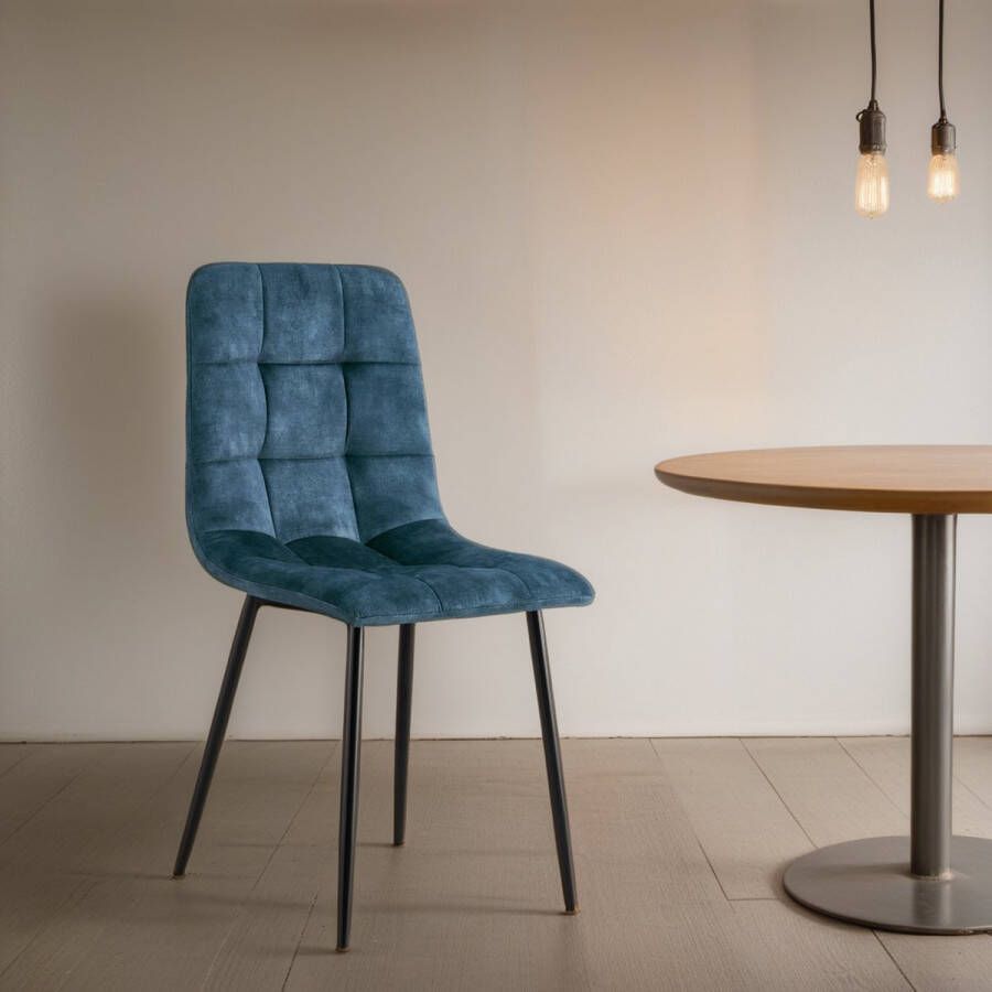 Meubelista Eetkamerstoel Casper Set van 6 Blauw Velvet Scandinavisch
